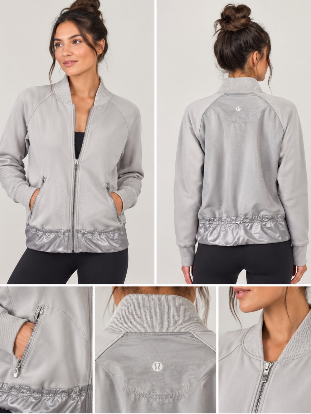 lululemon athletica light gray bomber jacket